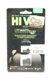 One HiViz pistol sights for multiple pistols. In package.