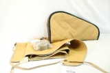Vinyl rifle bag, padded handgun case and woven belt