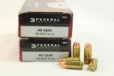 Two boxes of Federal 40 S&W 180gr FMJ FN. Count 100.