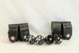 Two Six Second Reload leather speedloader holsters with 4 speedloaders