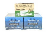 Three boxes of 20 ga shotshells. One Remington #6 shot and two Federal #71/2 shot. Count 75.
