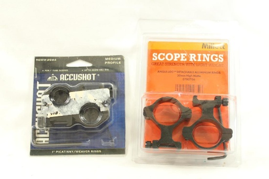 Two sets of scope rings, one Accushot 1