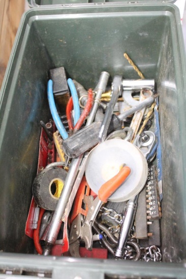 Plastic ammo box of tools