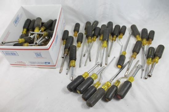 Box of Klein Tools screwdrivers