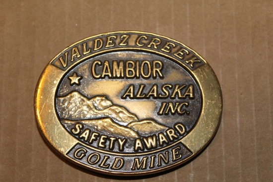 Valdez Creek gold mine safety award buckle #11
