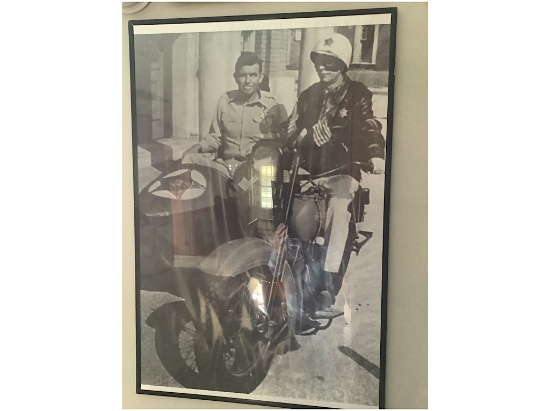 LARGE FRAMED PICTURE OF ANDY GRIFFITH AND BARNEY FIFE