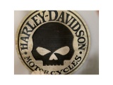 LARGE ROUND HARLEY DAVIDSON WALL ART WITH SKULL