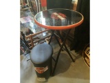 HARLEY DAVIDSON TABLE AND TRASH CAN