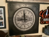 HARLEY DAVIDSON CAGED TIN CLOCK