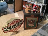 HARLEY DAVIDSON TREE TOPPER, STOCKING HOLDERS, AND SALT /PEPPER SHAKERS