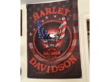 HARLEY DAVIDSON FLAG AND WALL CLOCK