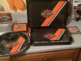 HARLEY DAVIDSON SERVING TRAYS AND HOT PLATE