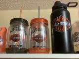 HARLEY DAVIDSON CUPS AND WATER BOTTLE