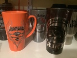 HARLEY DAVIDSON COFFEE CUPS AND GLASS