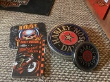 HARLEY DAVIDSON CD HOLDER, METAL TIN, NOTEBOOK AND MOUSE PAD
