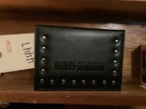 HARLEY DAVIDSON LEATHER COLLECTORS CASE AND PLAYING CARDS