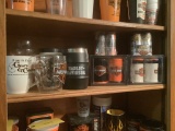 HARLEY DAVIDSON SALT AND PEPPER SHAKERS AND ASSORTED MUGS
