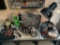 HARLEY DAVIDSON MAGNET BOARD, MOUSE PAD, MOTORCYCLE, FROG, PLAYING CARDS, AND LAMP