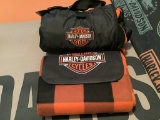 HARLEY DAVIDSON PICNIC TOTE/THROW AND TRAVEL BLANKET