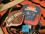 HARLEY DAVIDSON PILLOW COVER, BACK PACK, AND SMALL PLUSH PILLOW
