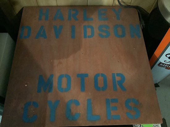 SET OF WOODEN HOMEMADE HARLEY TABLES