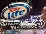 MILLER LITE BIKERS WELCOME WORKING NEON SIGN