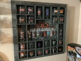 HARLEY DAVIDSON SHOT GLASS COLLECTION SET WITH DISPLAY CASE