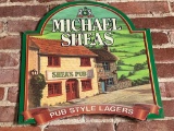 MICHAEL SHEAS PUB STYLE LAGERS TIN SIGN
