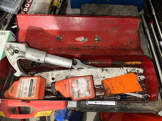 2 TOOLBOXES MISC HAND TOOLS, WELDING ROD