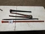 BOLT CUTTERS, PRY BAR, AUGER BIT, CLUTCH HANDLE
