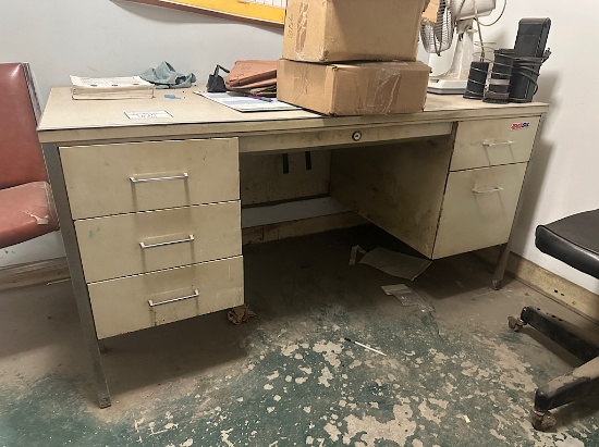 DESK, 3 FILE CABINETS