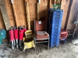 (6) BALL GRABBERS, (30) COCA-COLA TRAYS, CHAIRS, MOP BUCKET