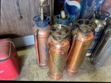 4 COPPER FIRE EXTINGUISHER LAMPS
