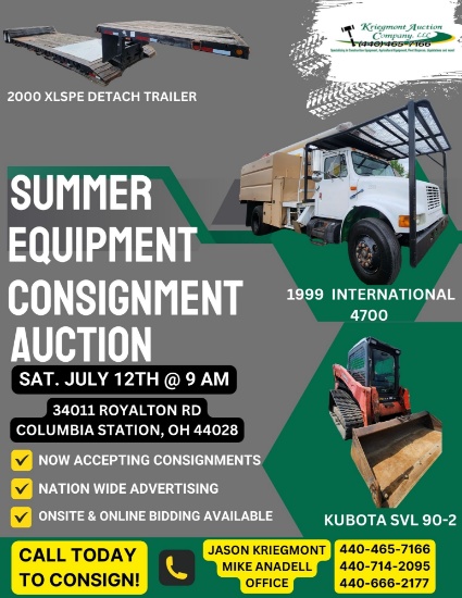 SUMMER EQUIPMENT CONSIGNMENT AUCTION