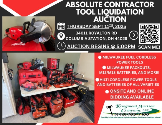 ABSOLUTE CONTRACTOR TOOL LIQUIDATION AUCTION