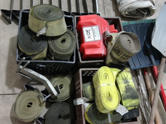3 TOTES OF HEAVY DUTY 4" RATCHET STRAPS