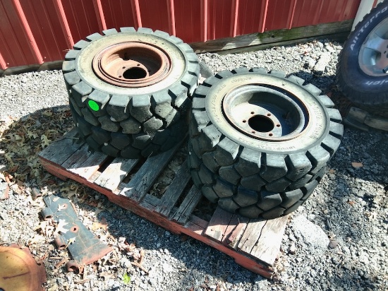 (4) 7-12 x 5 Solid Skid Steer Tires
