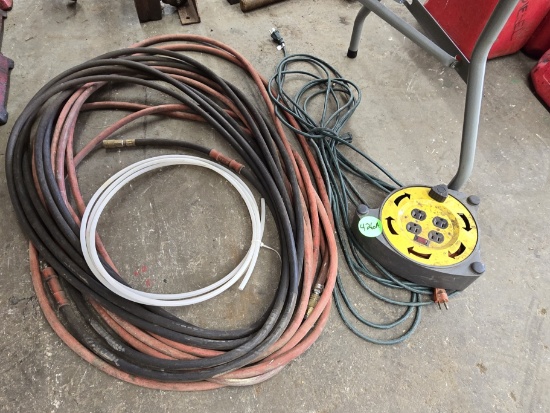 Air compressor hose & extension cord w/ reel
