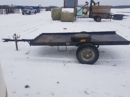 53" x 10’ 2 Wheel All Metal Flatbed Trailer, new spare.