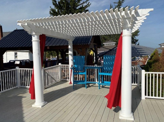 Berlin Gardens Urbana Pergola w/ Red Curtains