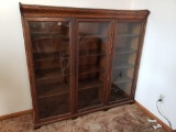 60” Oak Veneer 3 Door Glass front Cabinet
