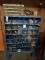 Blue 42 Compartment Bolt Bin on Stand w/ Contents