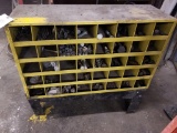 Yellow Bolt Bin w/ Contents on Stand