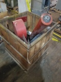 Crate w/ Belting, Metal Shields & Misc.