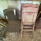 3 Antique Wooden Folding Chairs & 1 Metal Chair