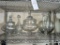Lg. Glass vases, covered compotes, glass jars
