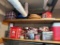 tins, ext. cords, cooler, saws, 2-floor lamps, walker