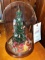 Miniature beaded Christmas tree in dome