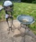 Copper bird bath, gazing ball on stand