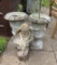 2 Lg. planters & cement angel statue